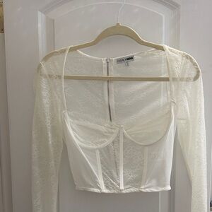 Fashion Nova Cream Lace Bustier Top